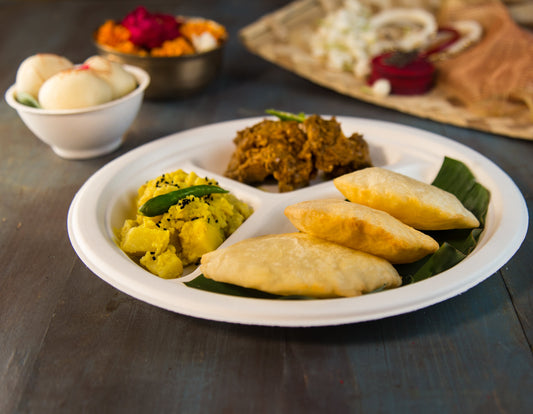 10 inch 3-compartment biodegradable sugarcane plate for meals