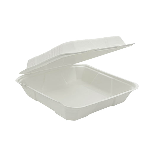 8x8 clamshell food box with lid for takeaway