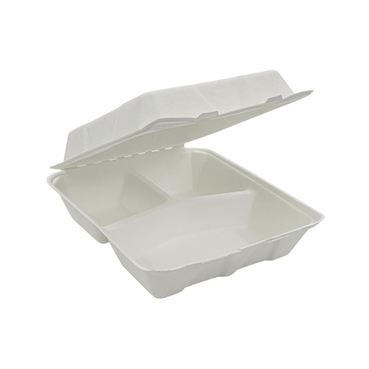 8x8 3 compartment clamshell takeaway food box