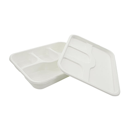 4 compartment Tray with lid-eco friendly product