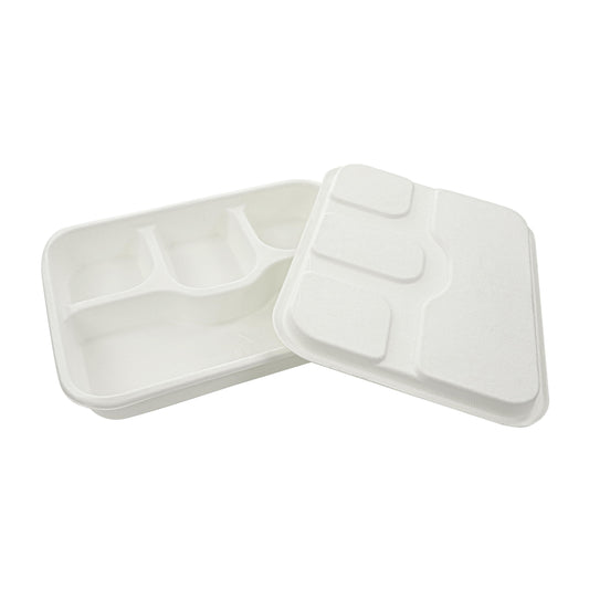 4 compartment Tray with lid-eco friendly product