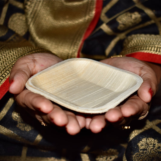 Areca 4 Inch Square Plate | Eco-Friendly Disposable Snack Plate