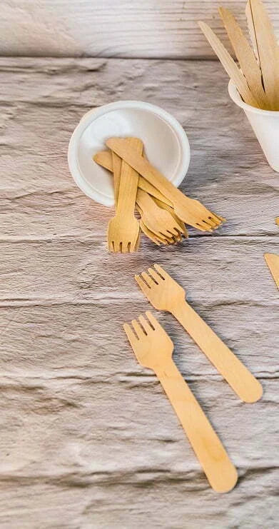 Eco-friendly wooden disposable fork for parties and catering