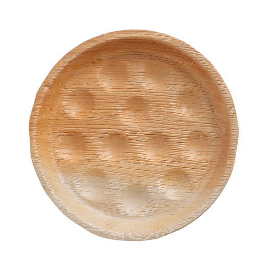 Areca 7 inch round biodegradable disposable plate for snacks and desserts