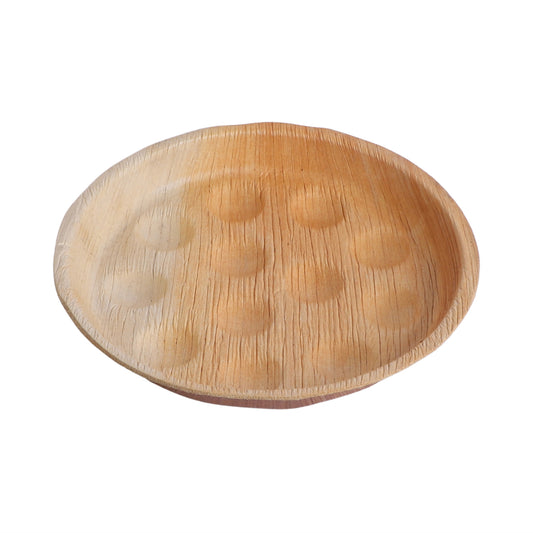 Areca 7 inch round biodegradable disposable plate for snacks and desserts