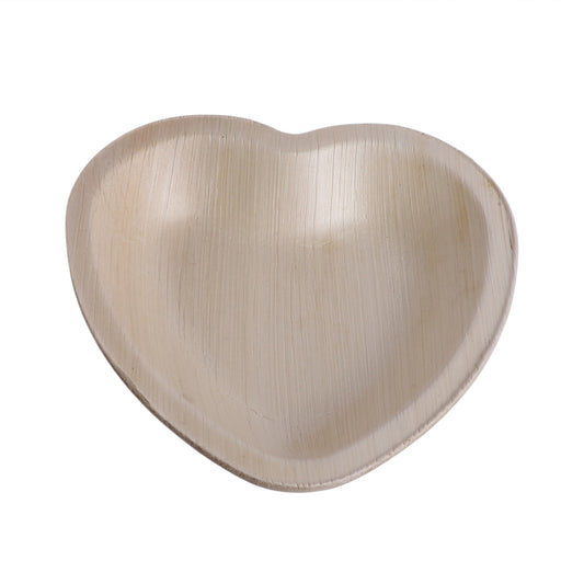 Areca 4 inch heart-shaped biodegradable disposable plate for desserts and snacks