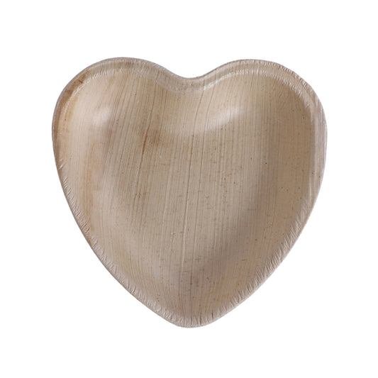 Areca 7 inch heart-shaped biodegradable disposable plate for snacks and desserts