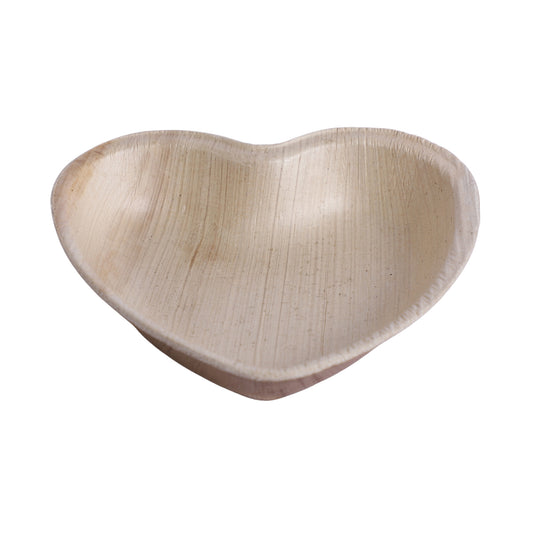 Areca 7 inch heart-shaped biodegradable disposable plate for snacks and desserts