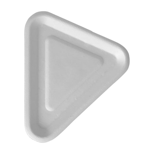 Triangular snack plate made from sugarcane bagasse