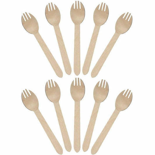 Eco-friendly wooden disposable spork for parties and catering