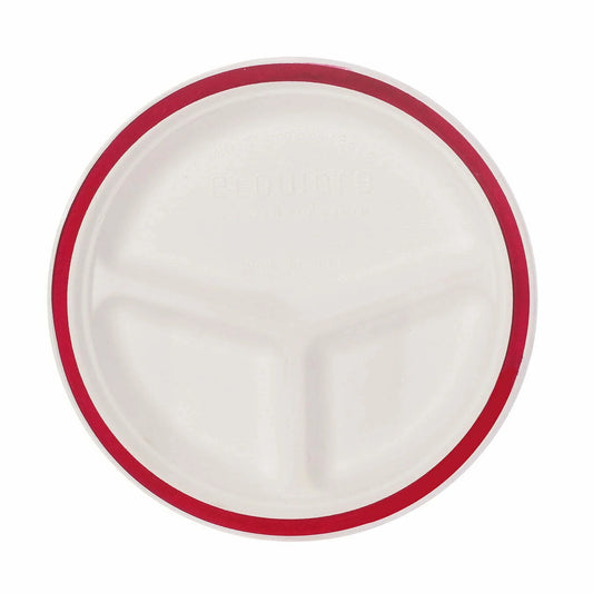 Taarey 10 inch 3-compartment round eco-friendly disposable plate for meals
