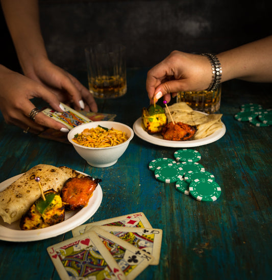 Eco-friendly Ecoware plate with traditional Indian sweets for Diwali celebration in India