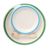 Taarey: Combo Pack of Multi Colour Large Plate, Small Plate and Wooden Spork